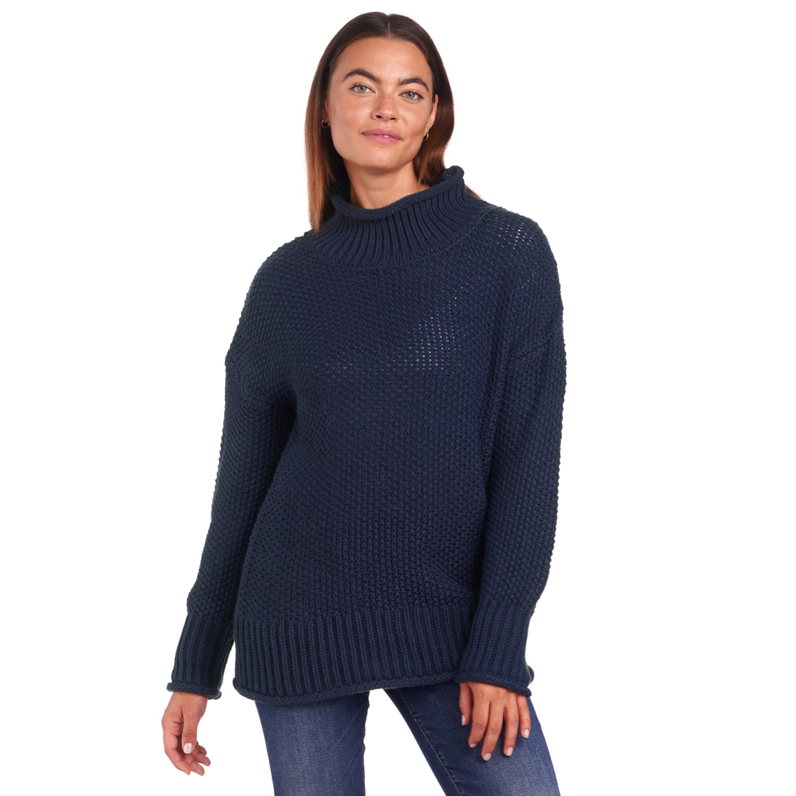 Damen Strickpullover mit Stehkragen
