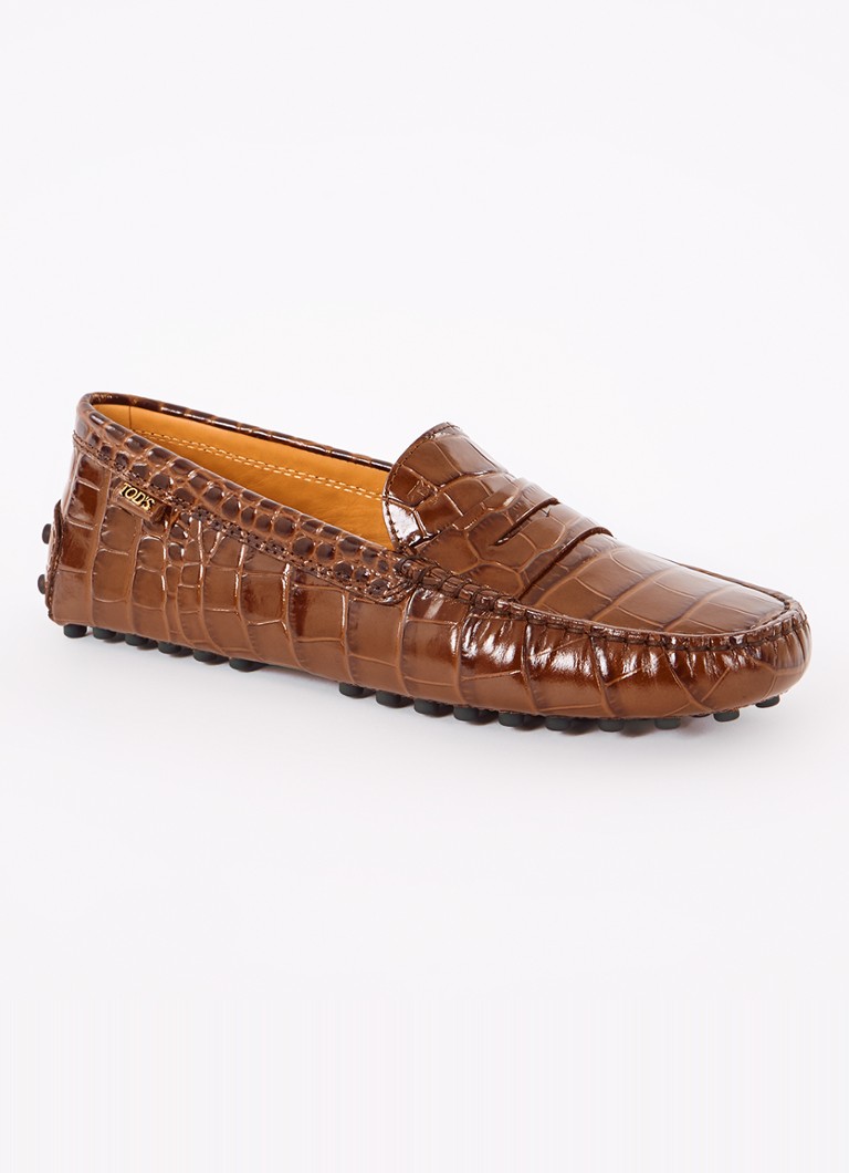 Mocasini Tod's Gommino din piele cu textură de crocodil