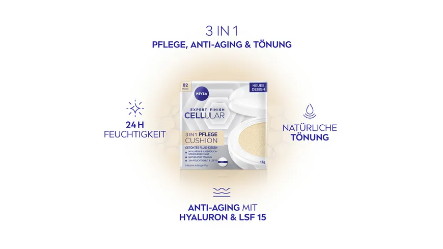 NIVEA Cellular Expert Finish 3in1 Pflege Cushion Mittel 15 g