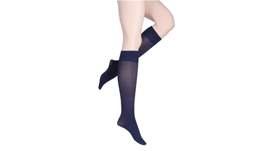 MOVE UP Damen Kniestrümpfe Mikro Look 60 DEN 2er Pack marine