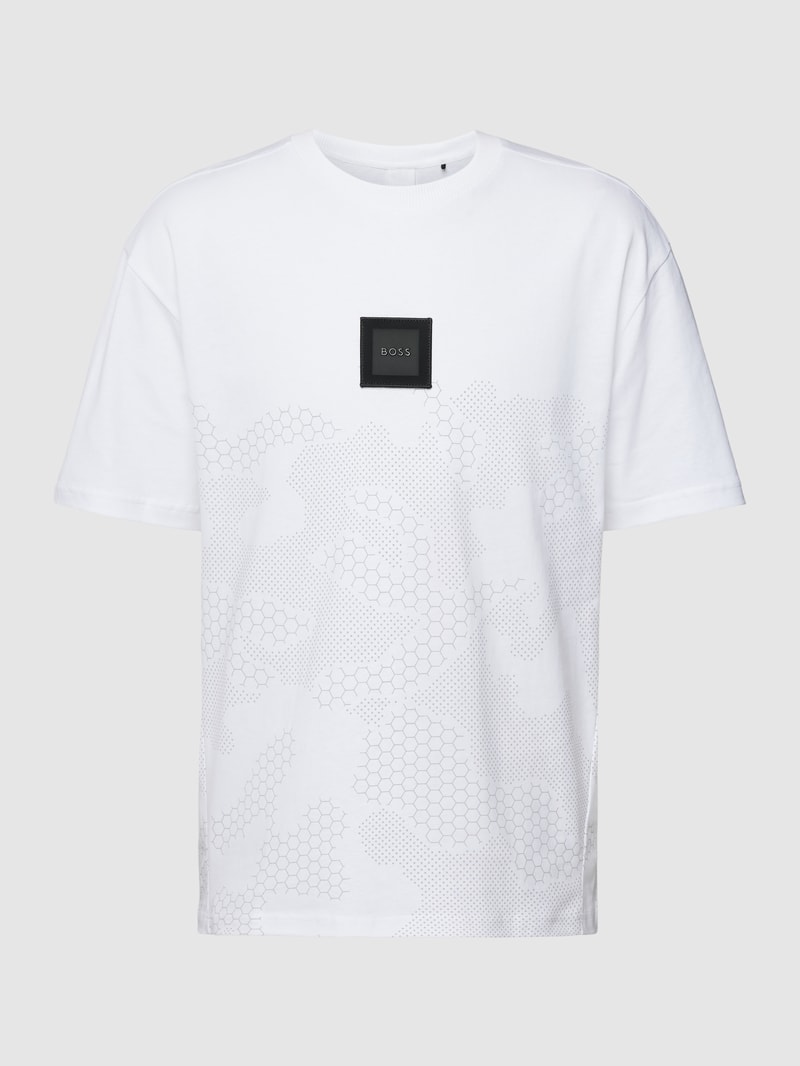 T-Shirt mit Label-Patch Modell 'Talboa Lotus' in weiß