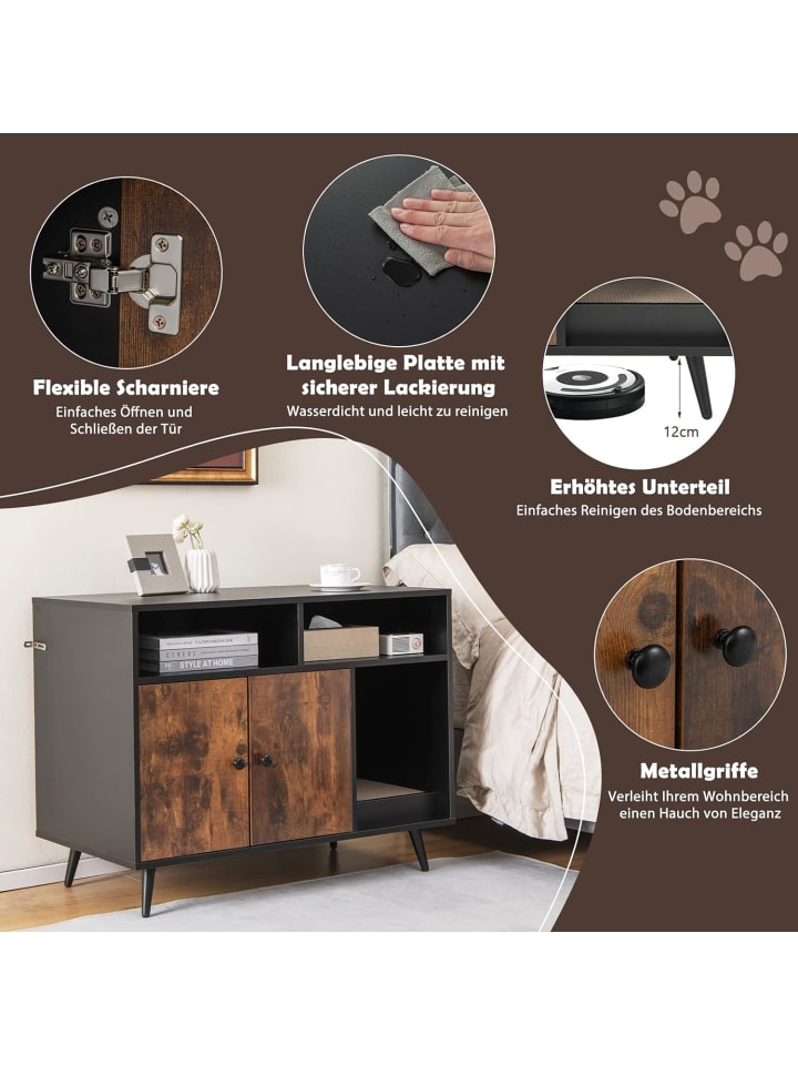 COSTWAY Katzenschrank 2 in 1 in Schwarz günstig kaufen onesize