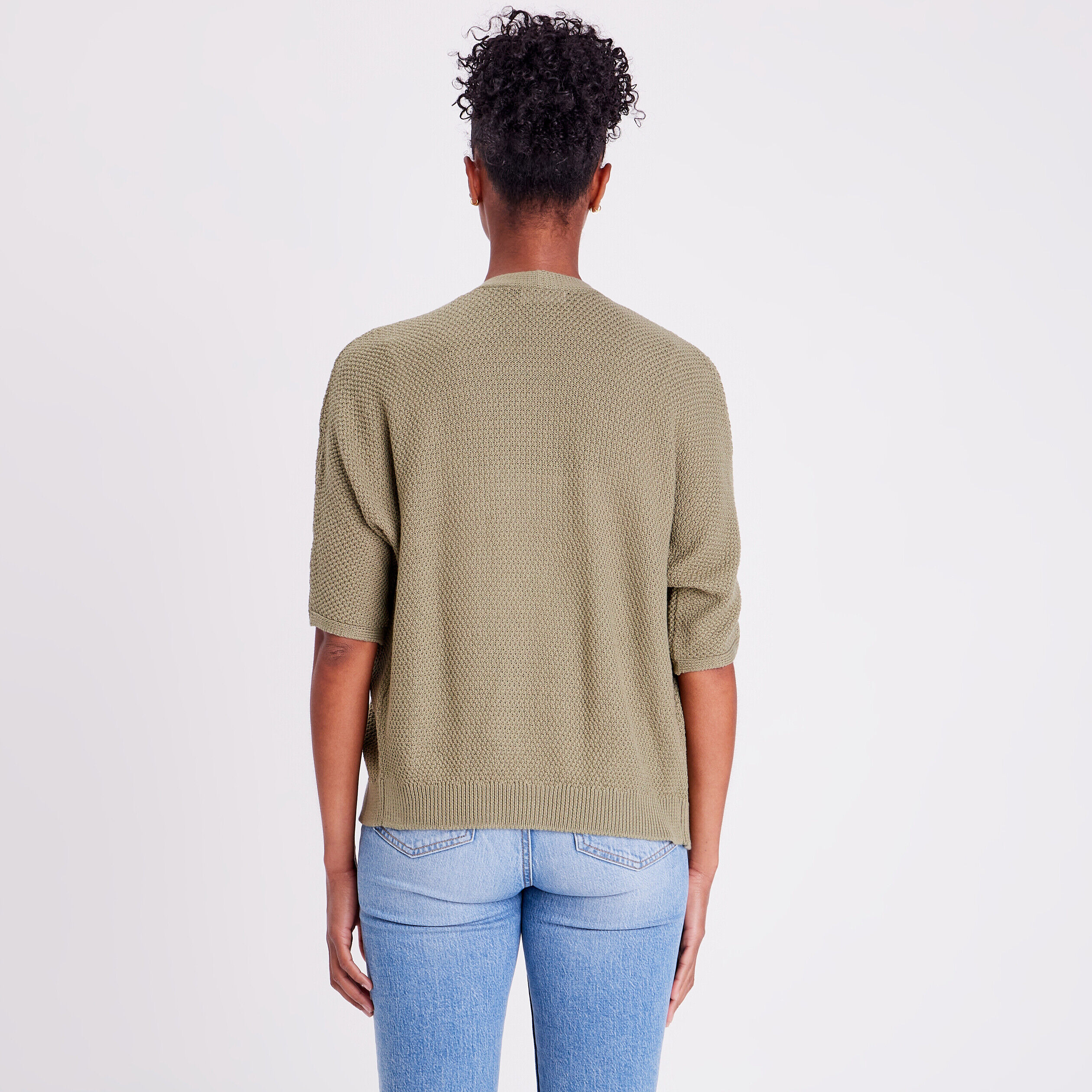 Gilet manches 3/4 vert kaki femme | Cache Cache