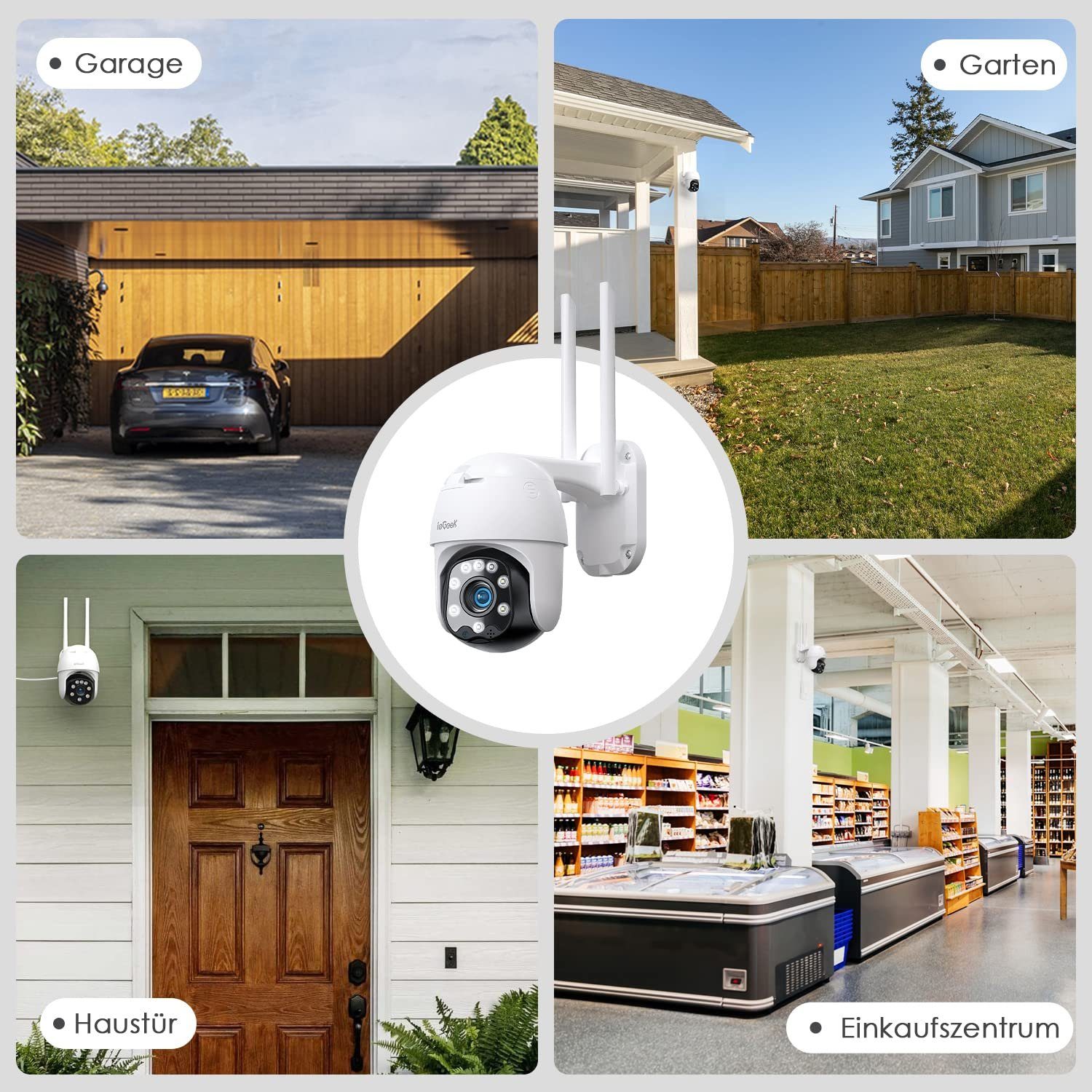 ieGeek 3stk Überwachungskamera Aussen 355/90° PTZ WiFi IP Kamera Überwachung Überwachungskamera (Außenbereich, Außen, Outdoor IP Kamera überwachung außen, mit Farbiger Nachsicht, Zwei-Wege-Audio,Bewegungserkennung,24/7 Aufnahme, Intelligentes Trackin