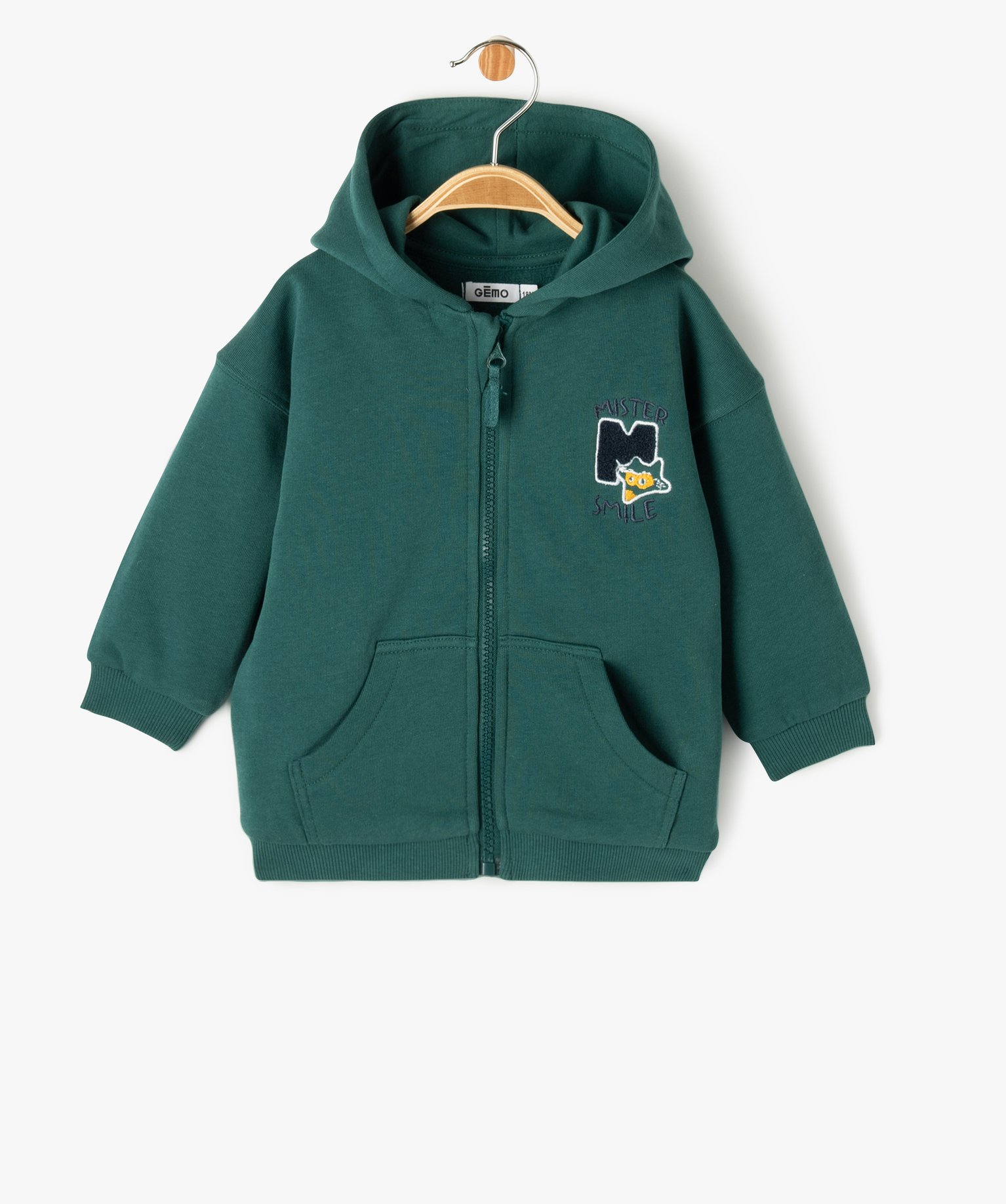 Sweat zippé à capuche en molleton doux bébé Garçon vert | GEMO
