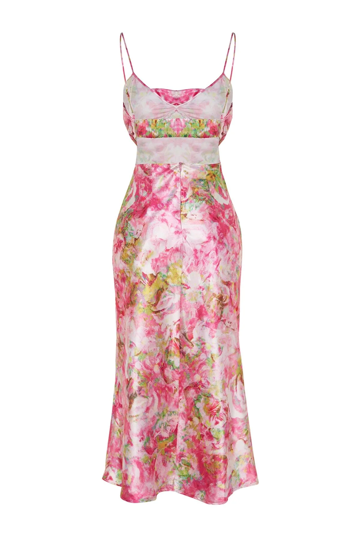 Trendyol Collection  Mehrfarbiges, gewebtes Satin-Blumenmuster, elegantes Abendkleid TPRSS23EL00305