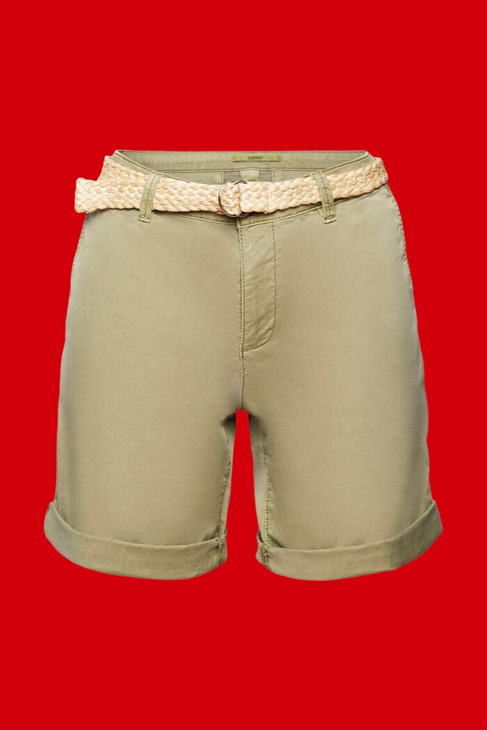 Shorts mit Raffia-Flechtgürtel