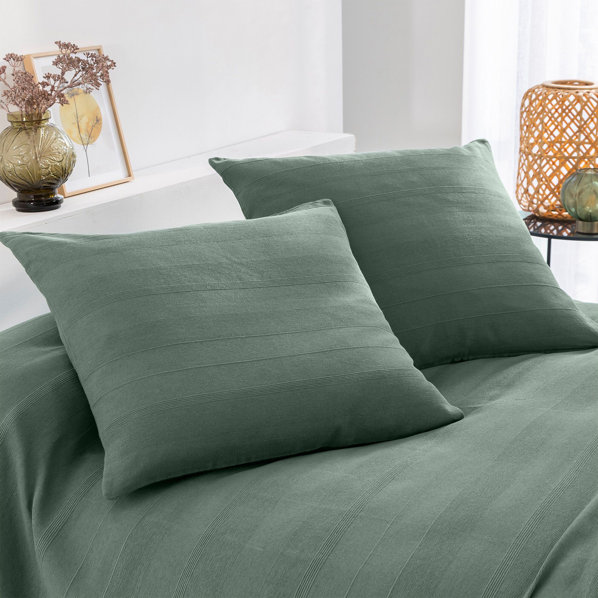 Plaid ou jeté uni coton tissage artisanal