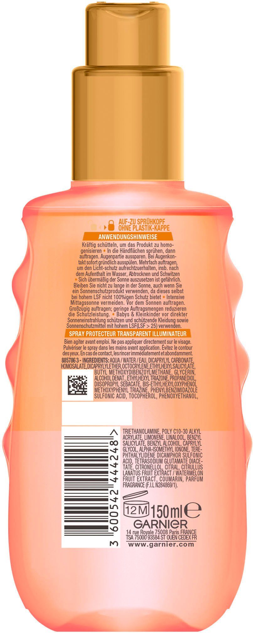 GARNIER Sonnenschutzspray Invisible Protect Glow LSF30