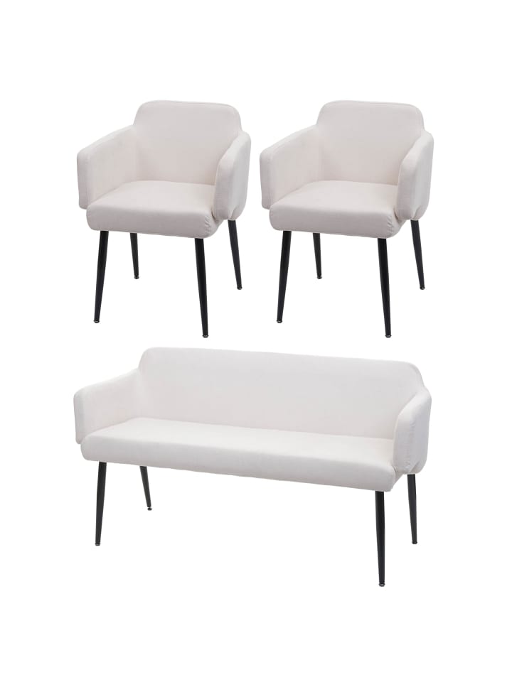 MCW Esszimmer-Set L13 2er-Set Stuhl Sitzbank, Creme-weiß günstig kaufen onesize