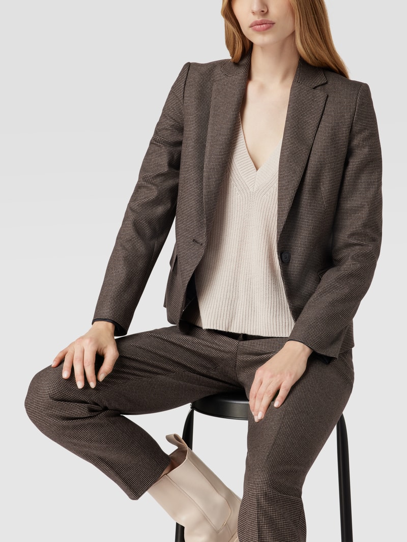 Blazer mit Hahnentrittmuster in dunkelbraun