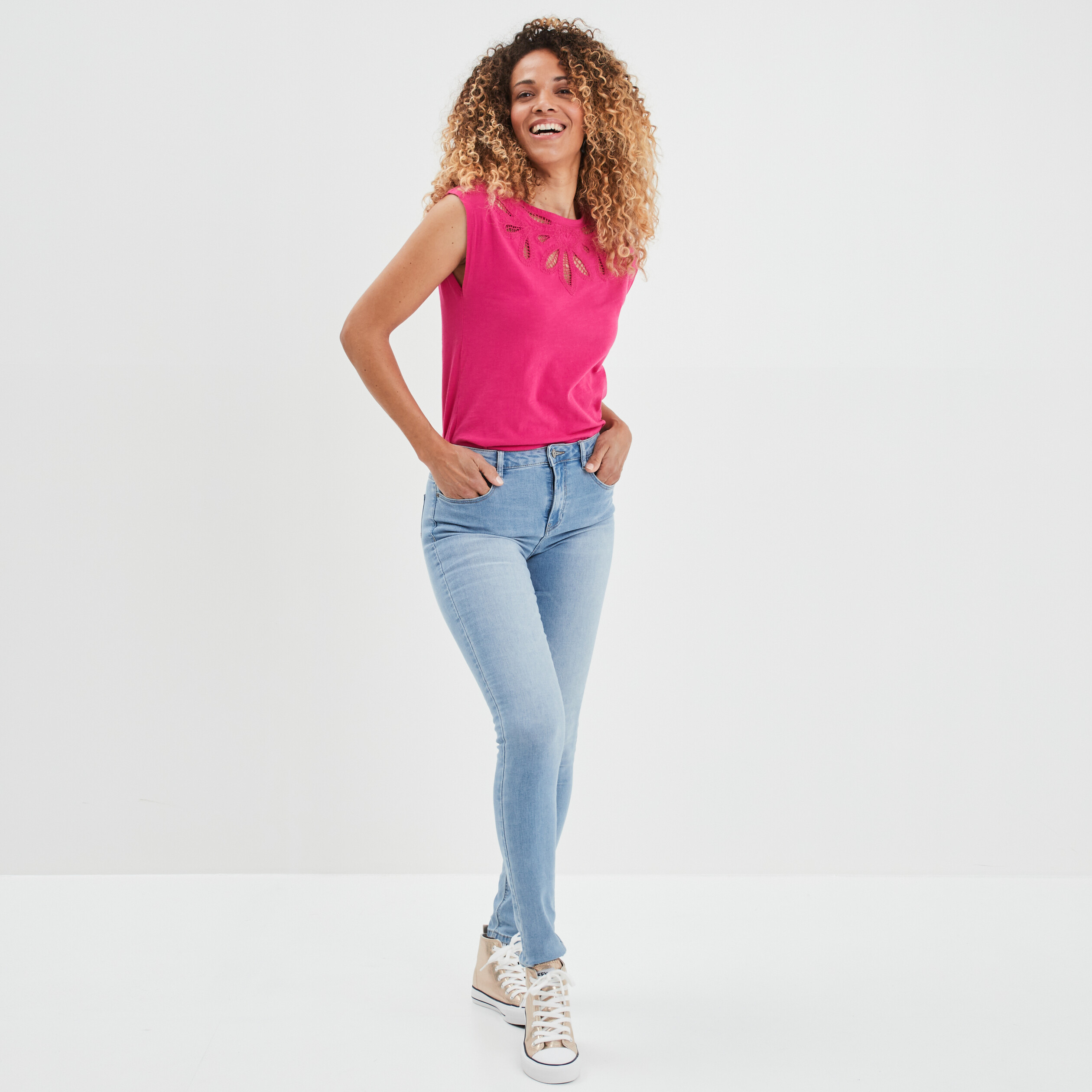 Jeans slim taille standard denim double stone femme | La Halle