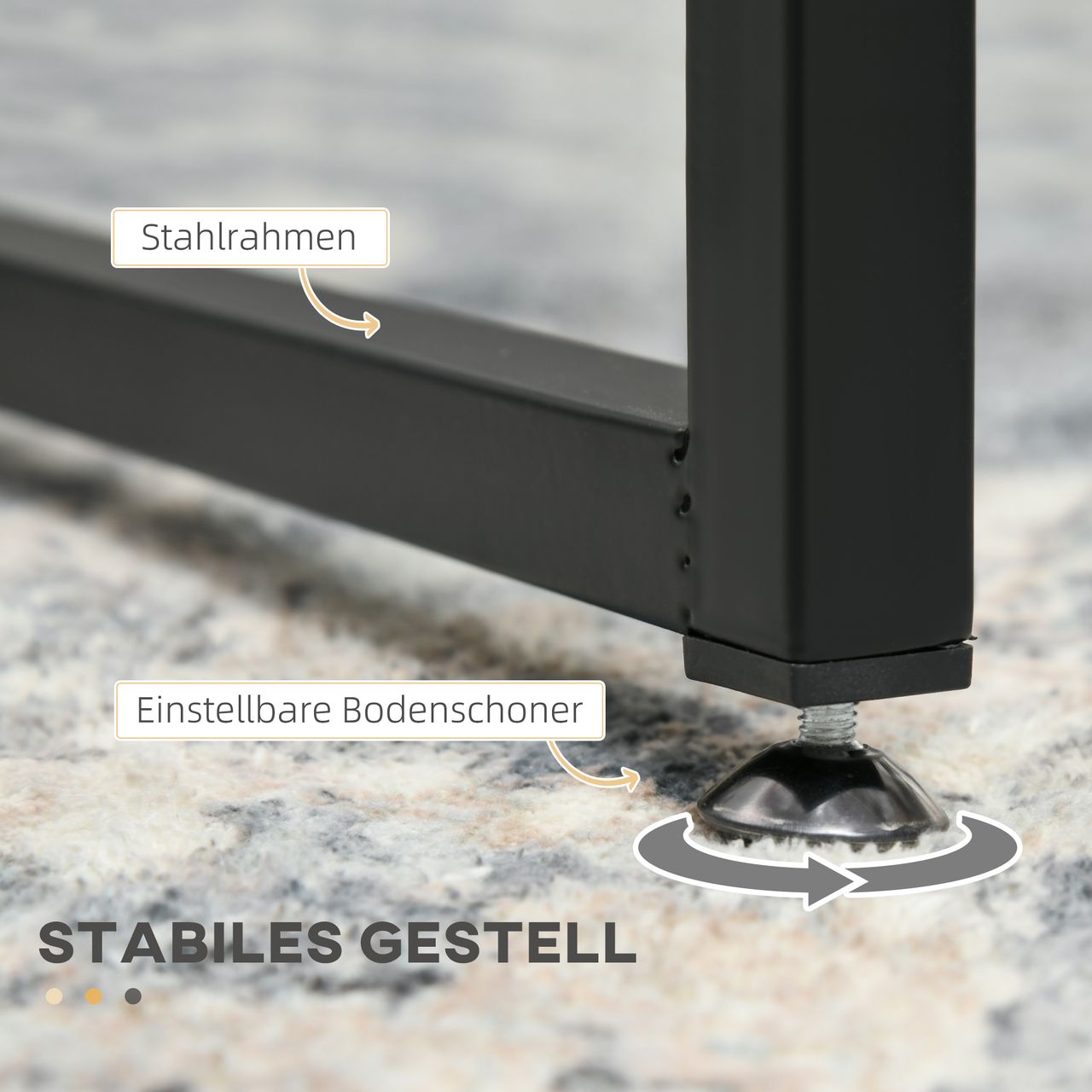 HOMCOM Couchtisch 2er-Set Beistelltisch, Kaffeetisch, Satztisch, Stahl, Schwarz