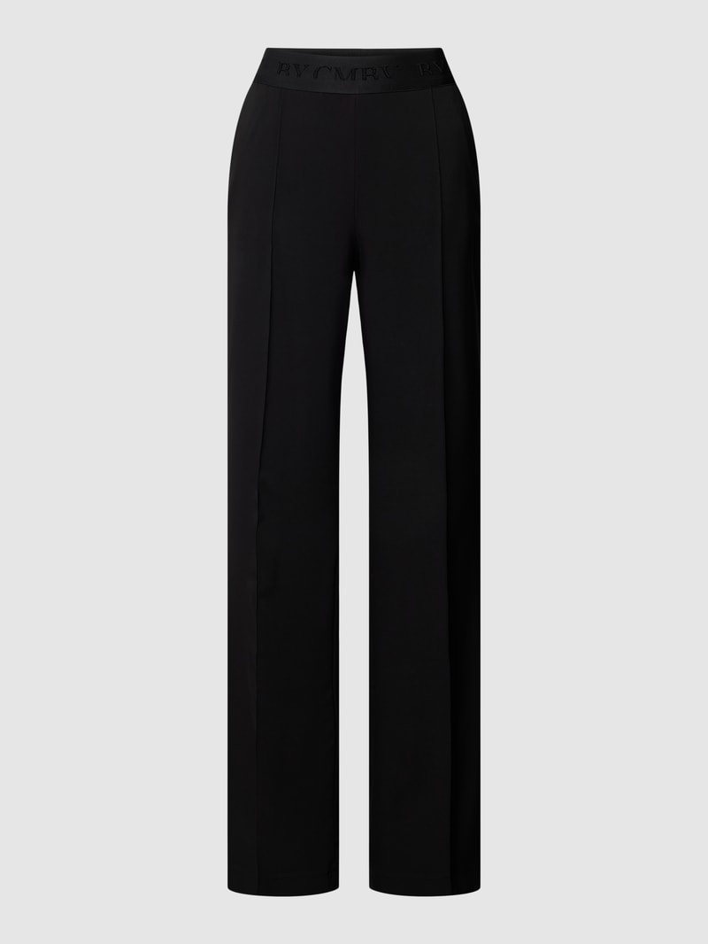 Bundfaltenhose mit elastischem Logo-Bund in schwarz