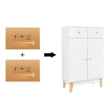 Homfa Kommode, Sideboard, Küchenschrank, mit 2 Türen und 2 Schubladen, weiß