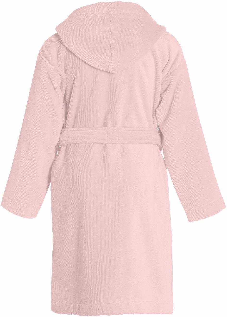 Seahorse Kinderbademantel Pure, Langform, Velours, Kapuze, Reißverschluss, mit Kapuze