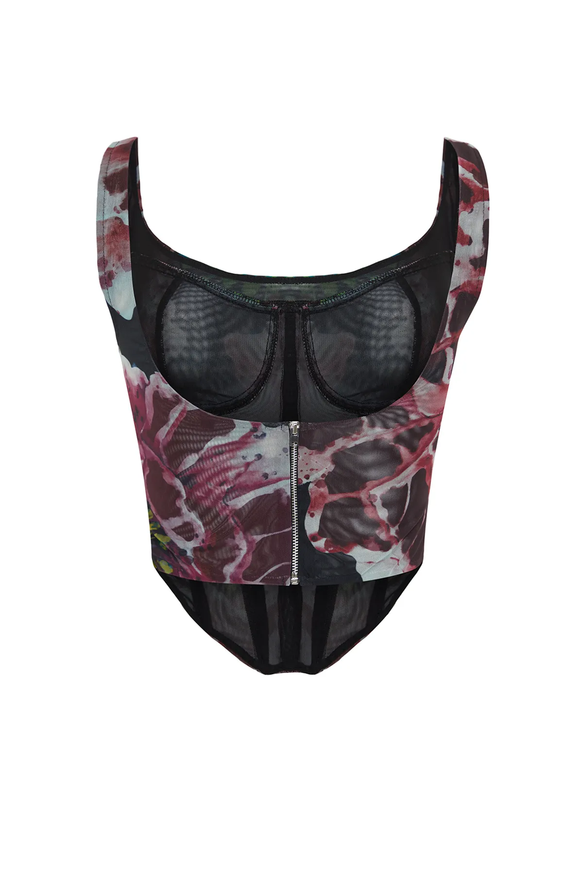 Trendyol Collection  Mehrfarbiges Tüll-Bustier mit tailliertem Strickkorsett-Detail