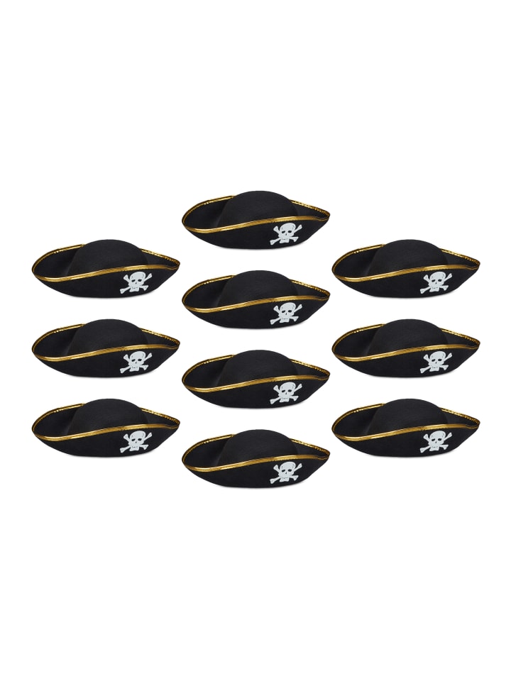 relaxdays 10x Piratenhut in Schwarz günstig kaufen onesize