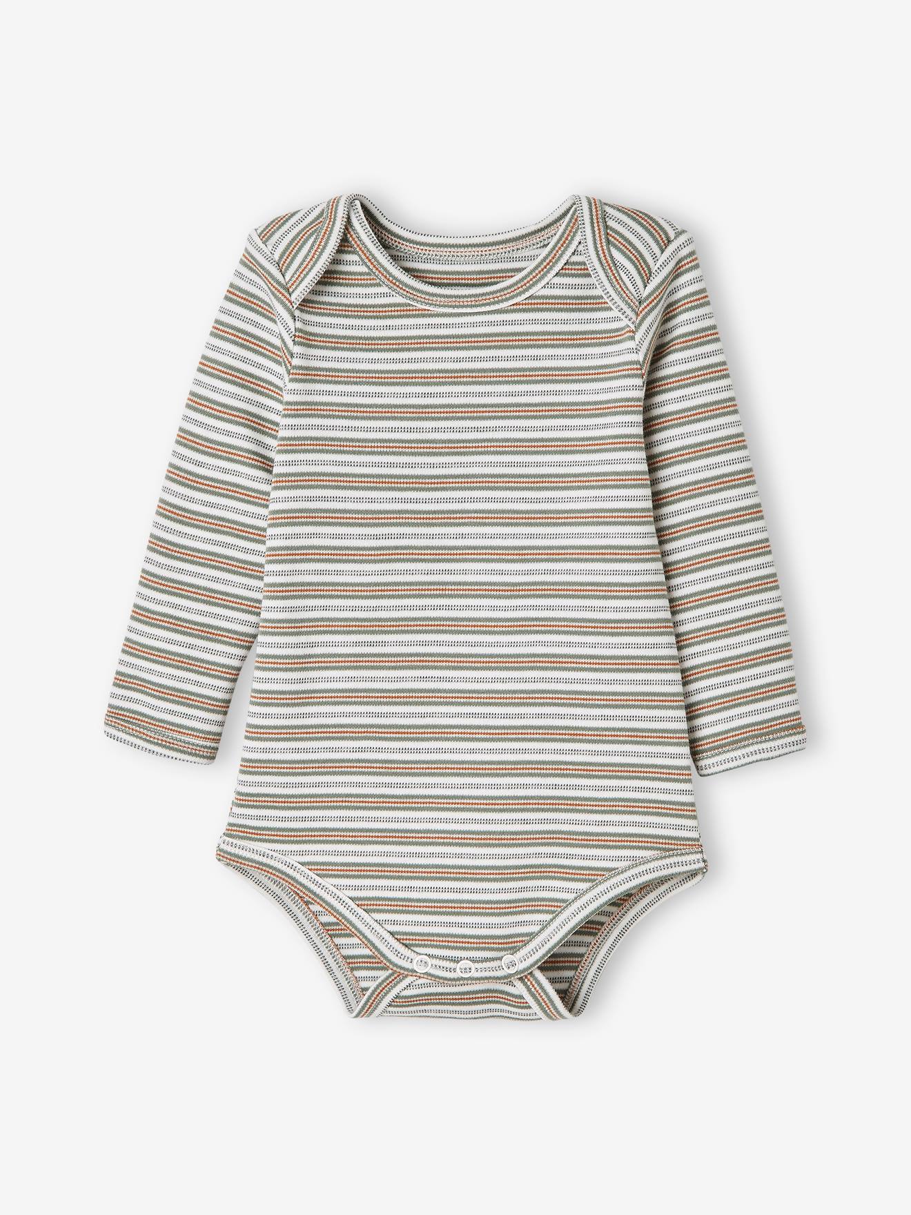 Lot de 5 bodies manches longues bébé emmanchure US lot kaki foncé