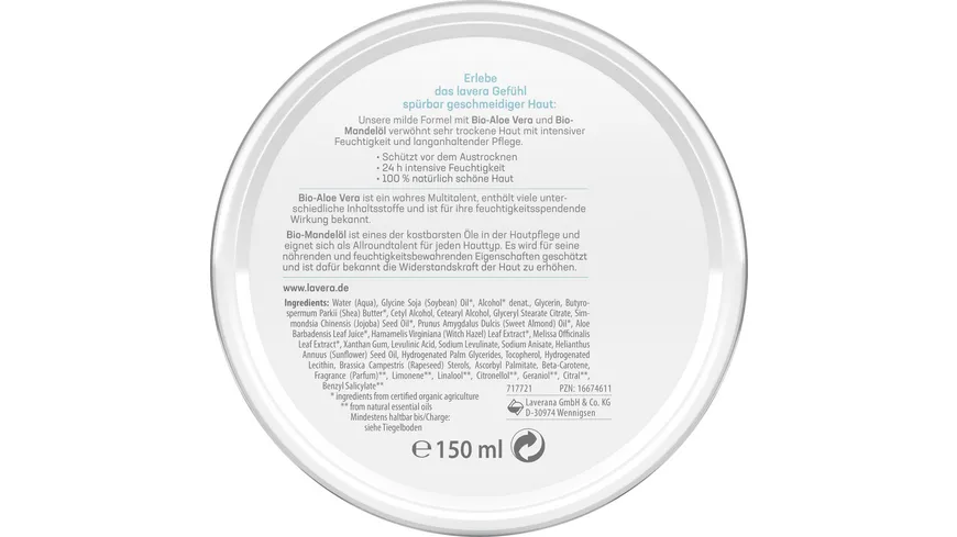 lavera BASIS SENSITIV Creme 150 ml