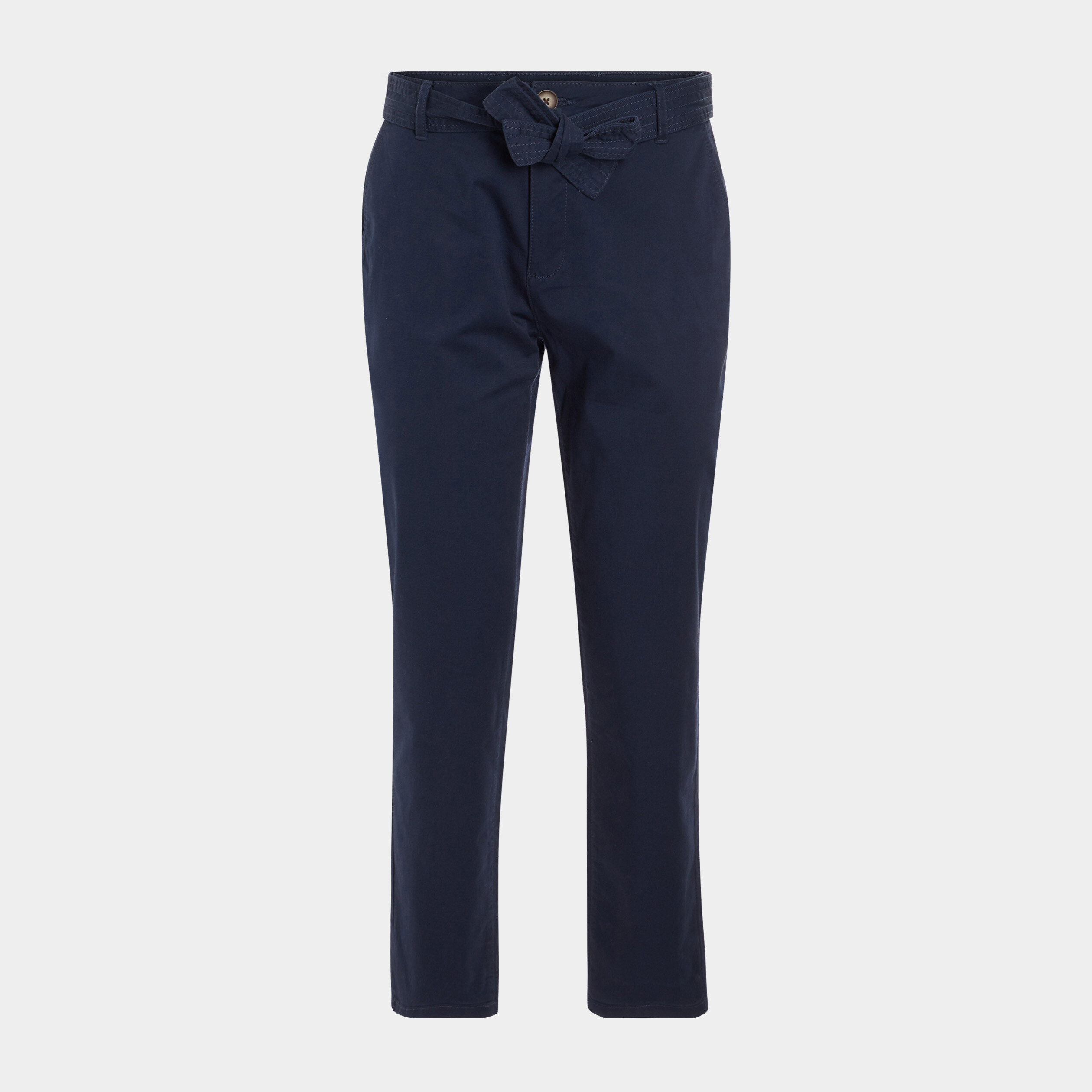 Pantalon chino ceinturé 7 8ème bleu marine femme | La Halle