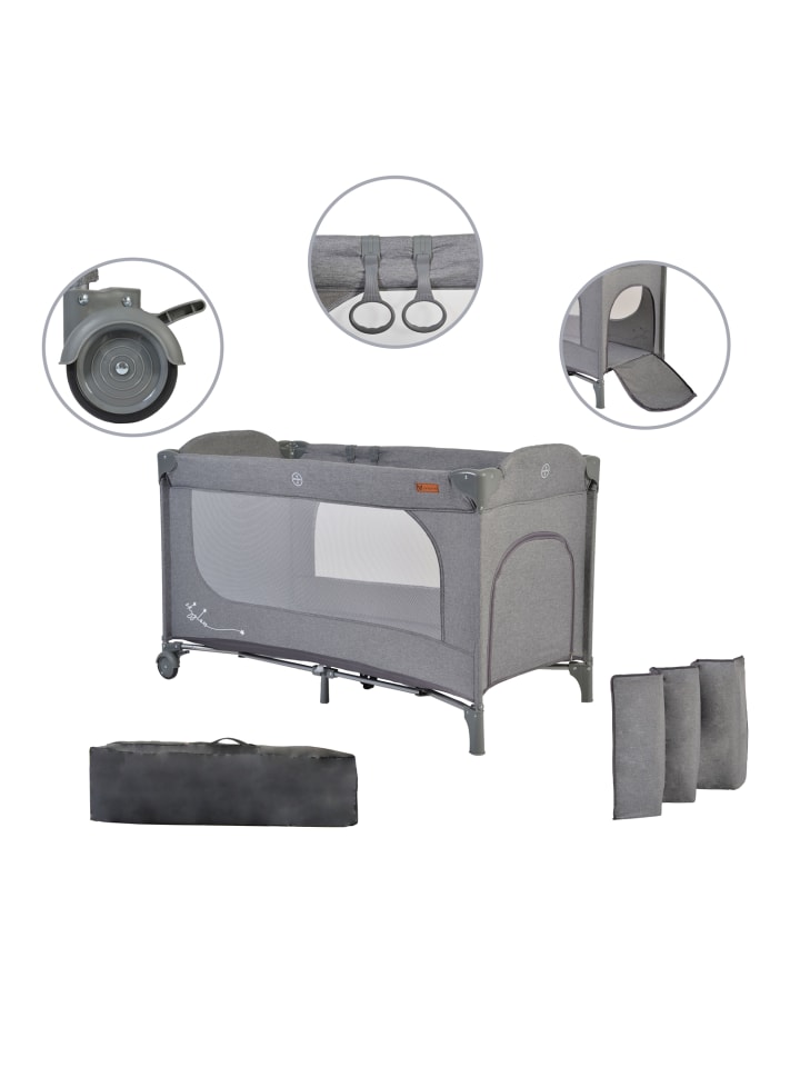 Cangaroo Reisebett Skyglow Laufstall in grau günstig kaufen 60x120 cm
