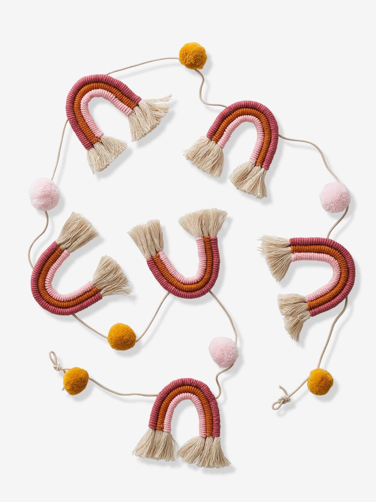 Guirlande pompons et arc-en-ciel multicolore