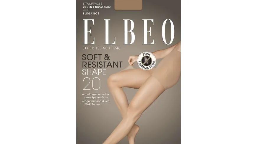 ELBEO Damen figurformende Feinstrumpfhose Soft & Resistant Shape 20 DEN schwarz