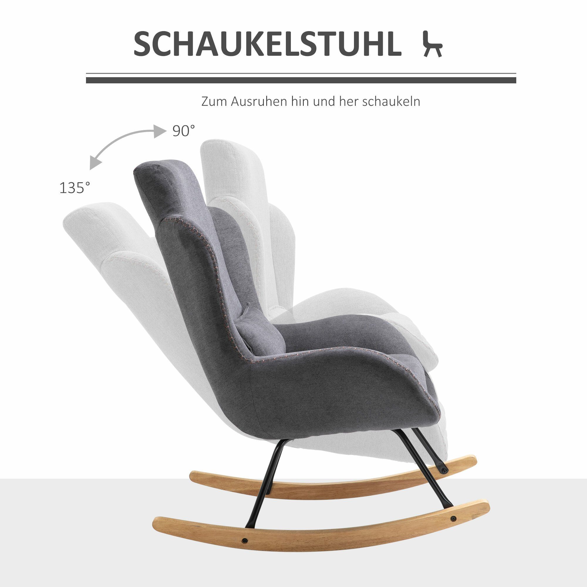 HOMCOM Schaukelstuhl Schaukelstuhl mit gebogener Rückenlehne