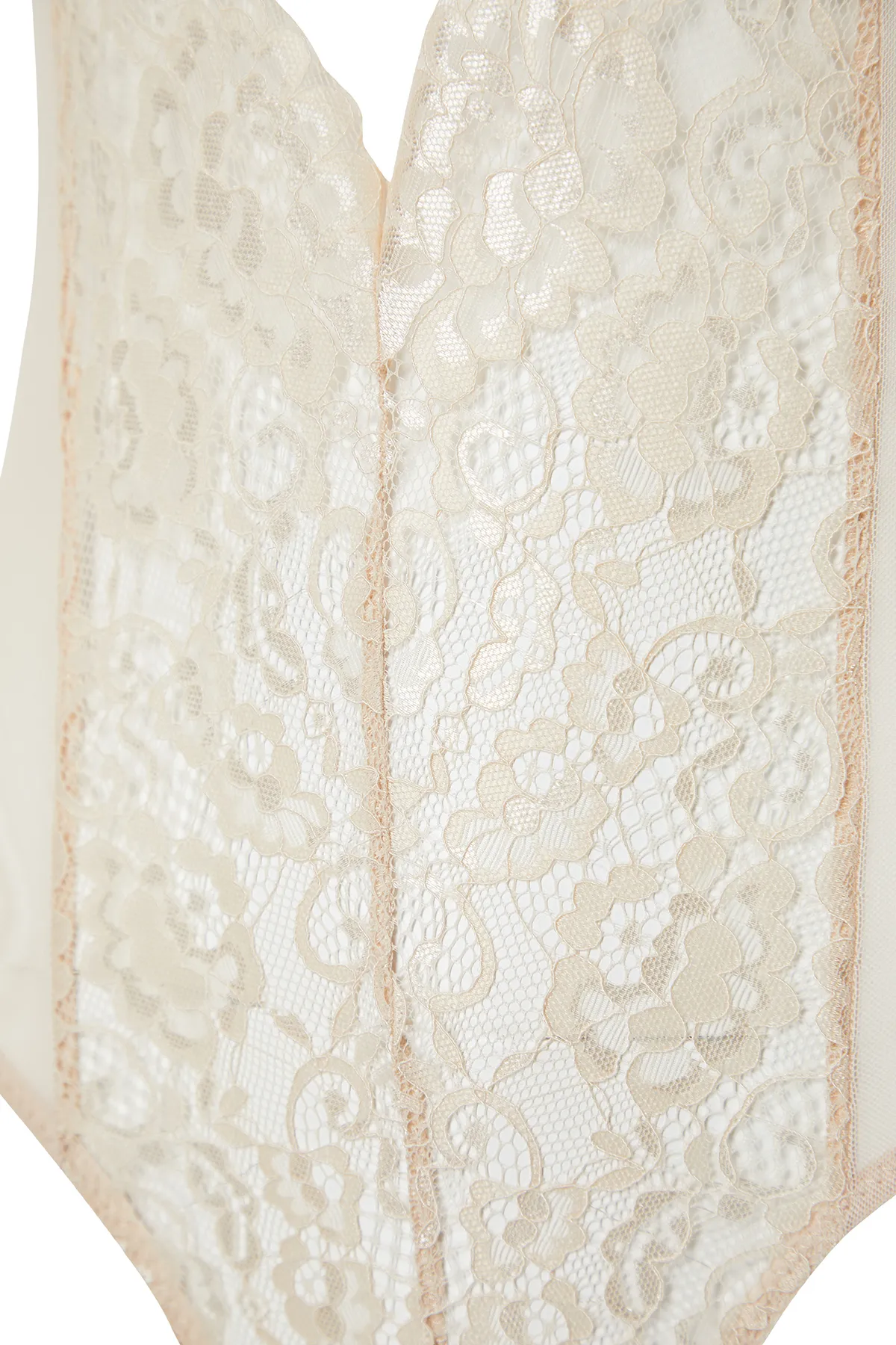 Trendyol Collection  Ecrufarbener Strickbody mit gerüschtem Fenster/Ausschnitt, Seilriemen und Druckknopf THMAW23BD00011