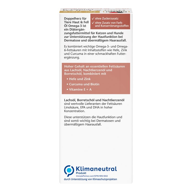 Doppelherz Ergänzungsfutter & Aufzucht Doppelherz Haut & Fell Öl Omega-3 250 ml
