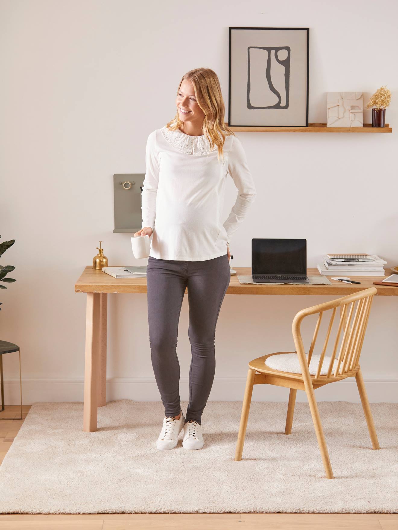 Vertbaudet Umstands-Jeans, Slim-Fit, Schrittlänge 76 cm - anthrazit