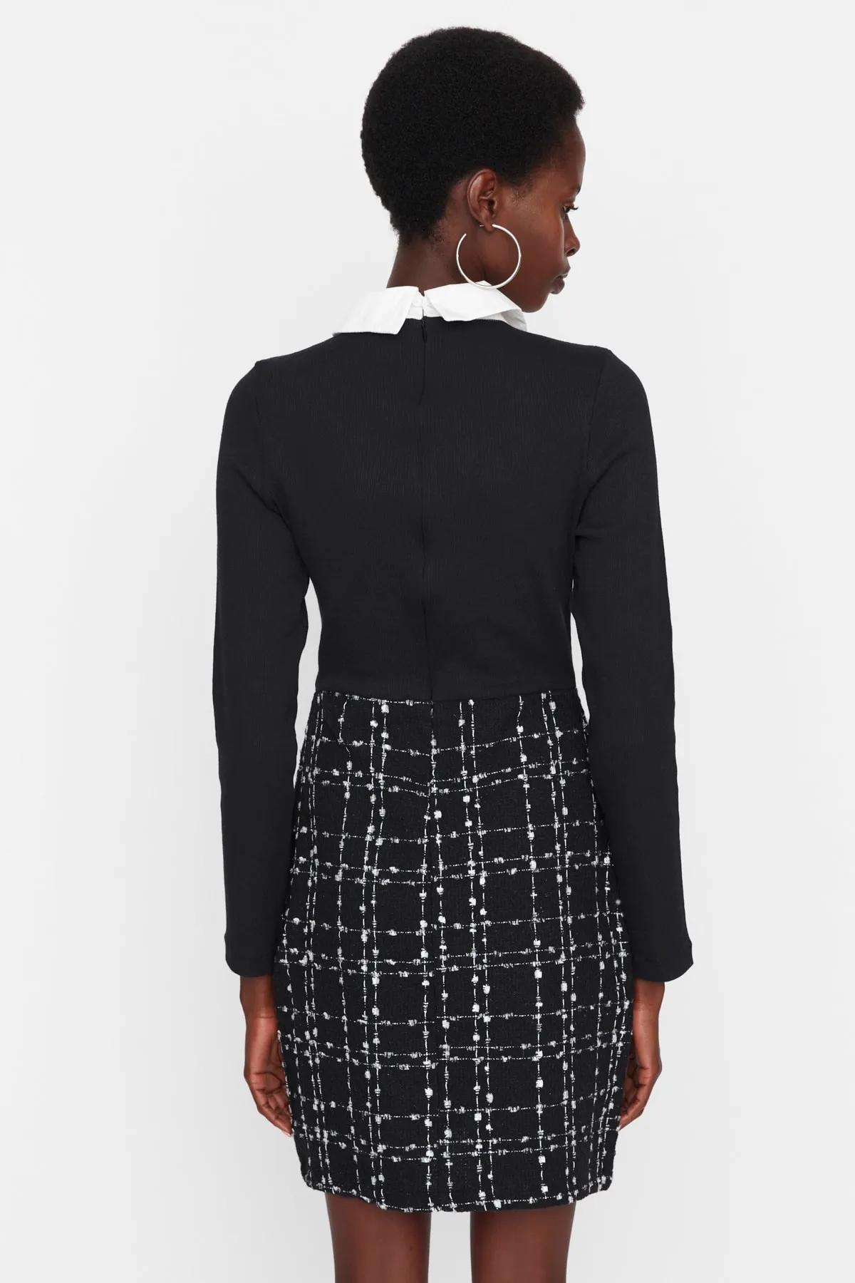 Trendyol Collection  Schwarzes Tweed-Webkleid TWOAW21EL0454