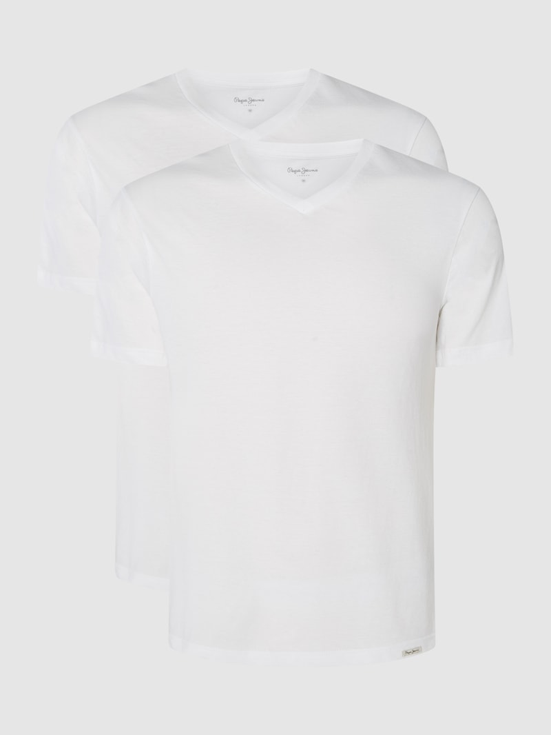 T-Shirt aus Baumwolle im 2er-Pack Modell 'Aiden' in weiß