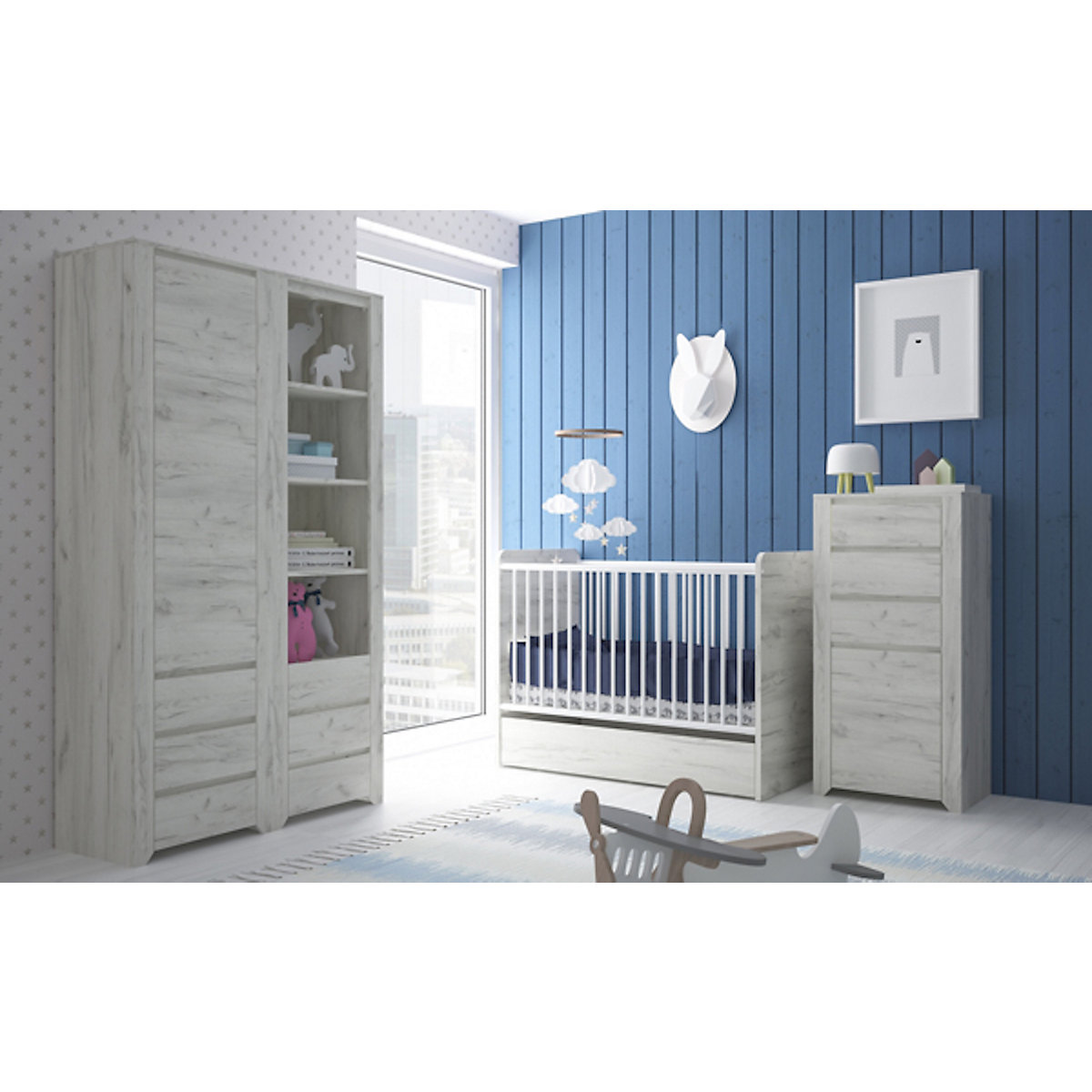 Jugendzimmer Standregal Angel Bücherregal 84cm grifflos mit 1 Schublade
