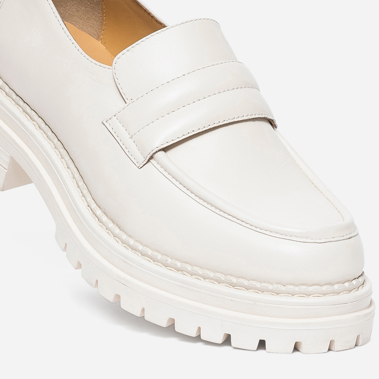 Mocassin cranté cuir écru
