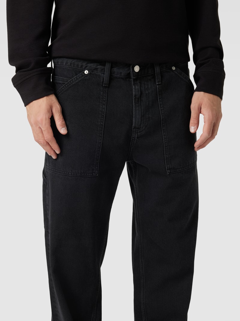 Straight Fit Jeans mit seitlichen Eingrifftaschen in black