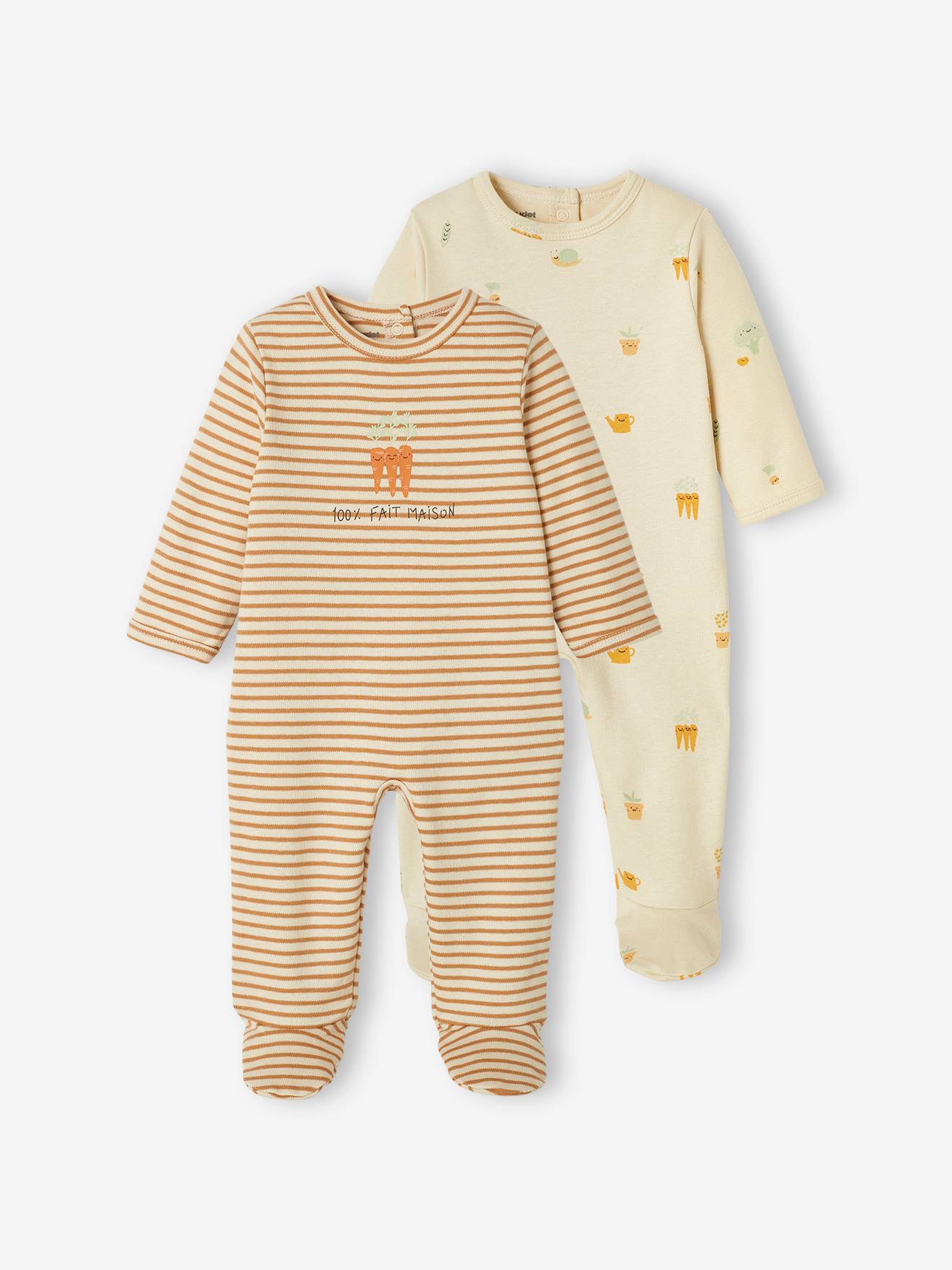 Lot de 2 dors-bien bébé garçon interlock écru