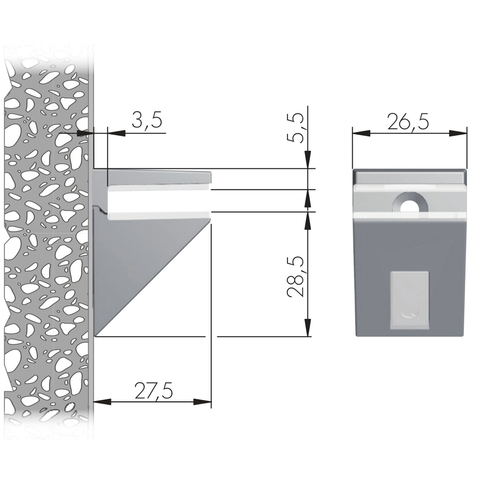 SO-TECH® Möbelbeschlag Regalbodenträger Glasbodenträger KALABRONE MINI (1 St), verdeckte Montage, schwarz matt