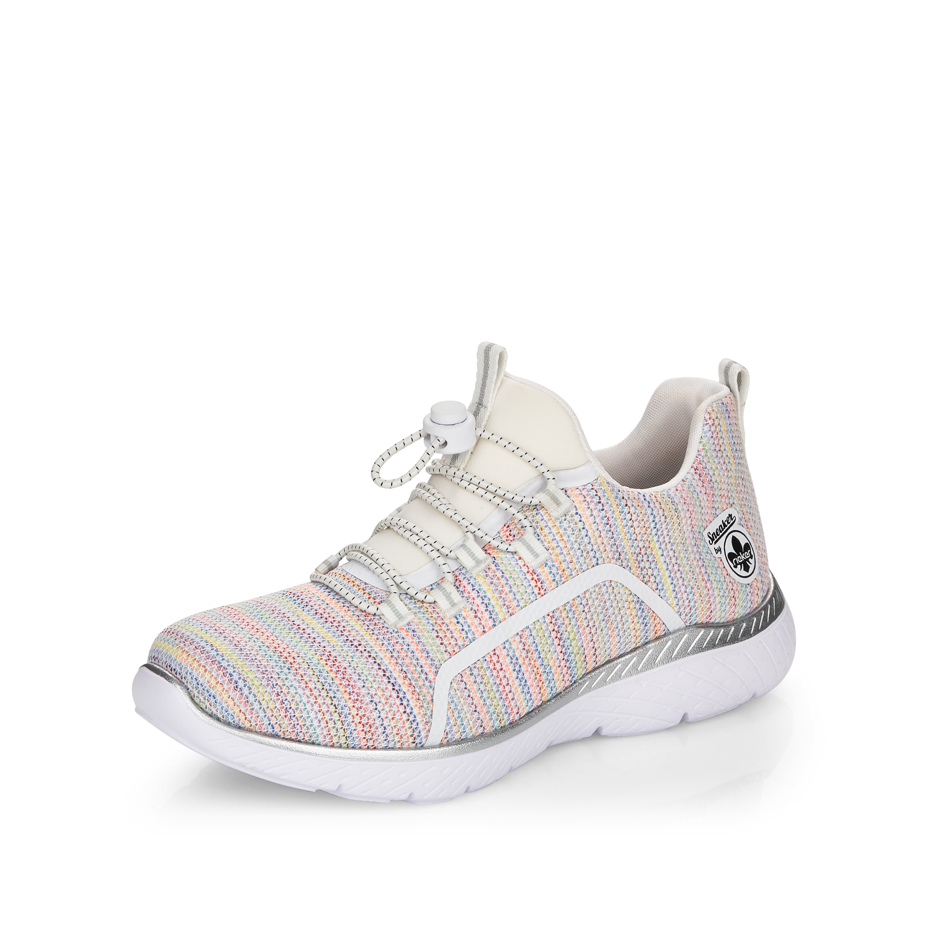Rieker Damen Slipper weiß-regenbogenfarbig