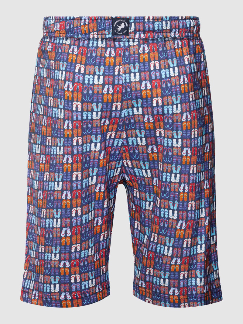 Pyjama-Shorts mit Allover-Muster in orange