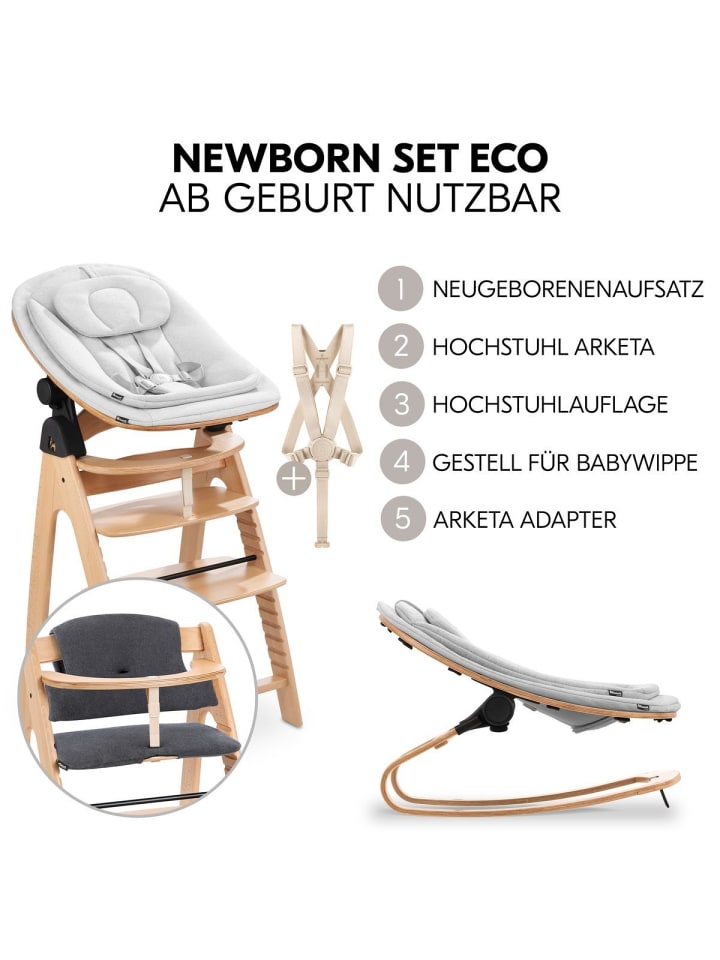 Hauck Arketa Beech 4-tlg. Newborn Set Eco - Hochstuhl in braun,grau günstig kaufen onesize