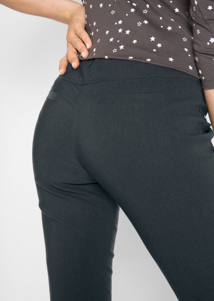 High-Waist-Bengalin-Stretch-Hose mit Bequembund, Straight