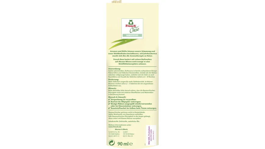 Frosch Oase Raumerfrischer Zitronengrasfrische Nachfüllbeutel 90 ml
