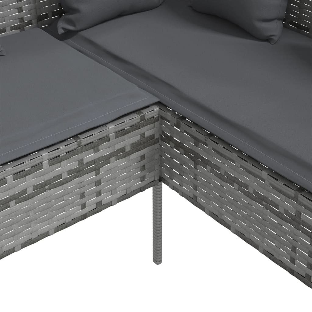 vidaXL Loungesofa Sofa in L-Form mit Kissen Poly Rattan Grau, 1 Teile