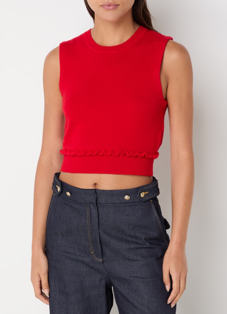 Sandro Fine-knit cropped top in cashmere wool blend