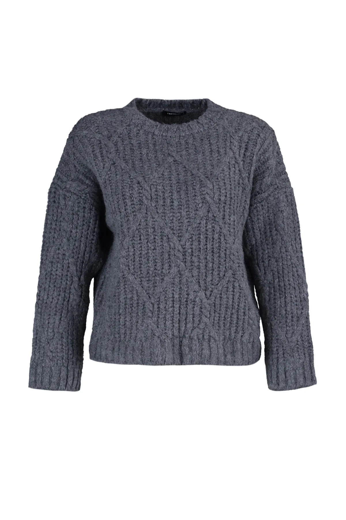 Trendyol Collection  Anthrazitfarbener, weich strukturierter Strickpullover mit weiter Passform TWOAW23KZ01373