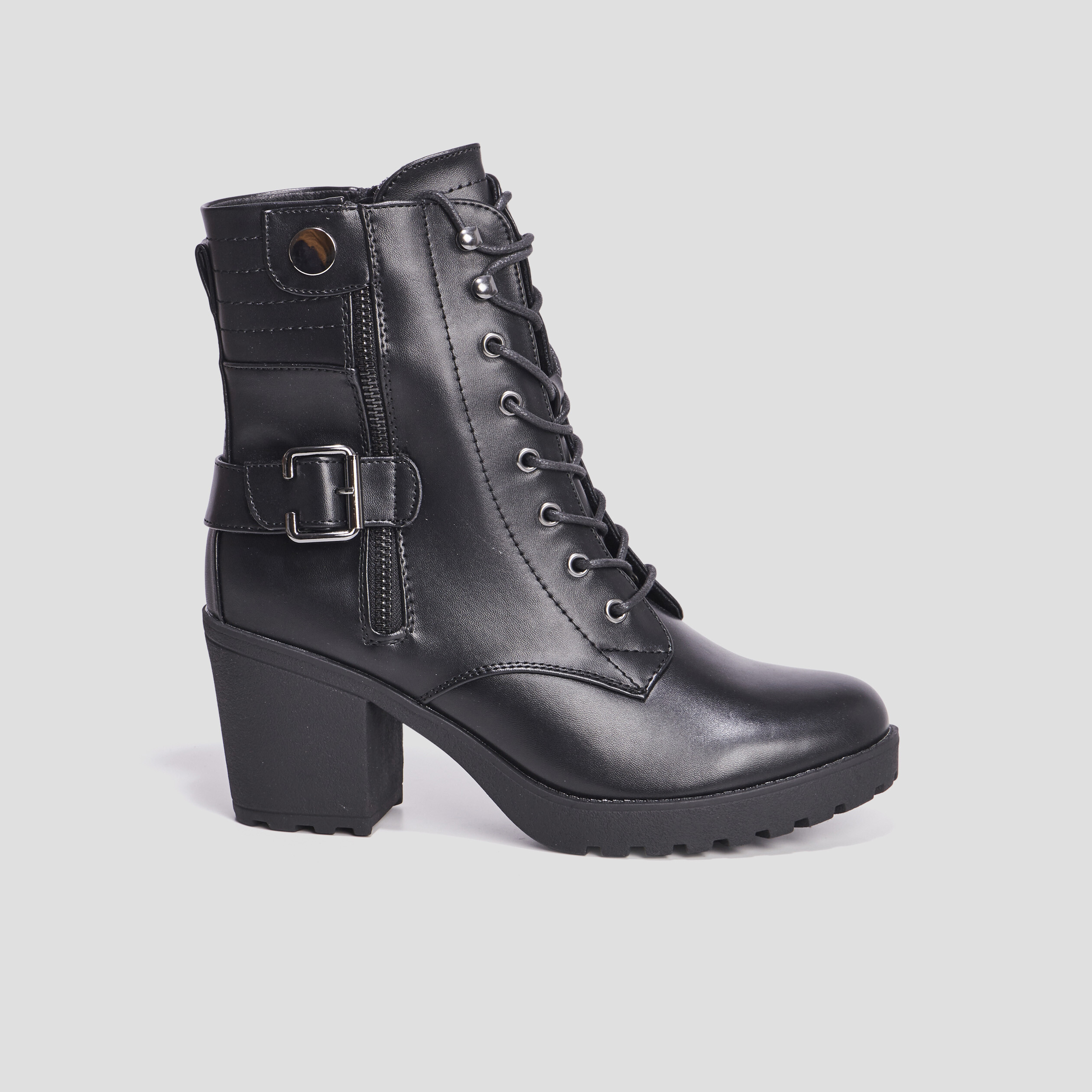 Bottines à talons et lacets noir femme | La Halle