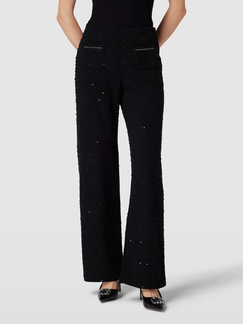 Stoffhose mit Paillettenbesatz Modell 'ELAINE' in schwarz