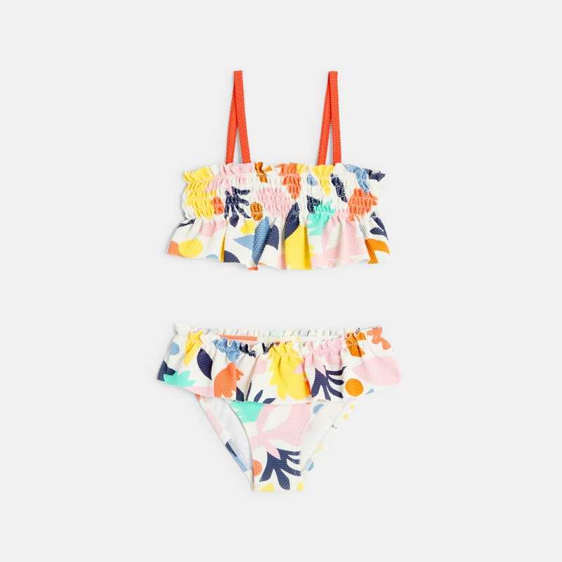 Maillot de bain 2 pièces bébé fille à motifs abstraits blanc Catimini